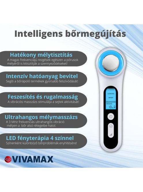 SkinMax Ultrahangos mélymasszázs készülék fényterápiával