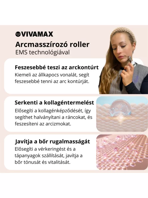 Arcmasszírozó roller EMS technológiával