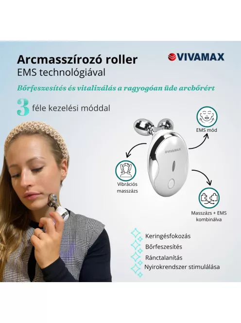 Arcmasszírozó roller EMS technológiával
