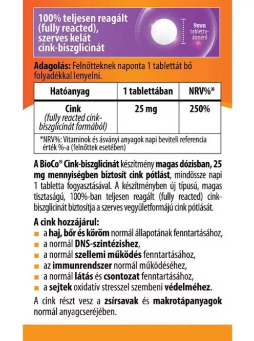 BioCo Cink-Bliszglicinát 25mg 60db
