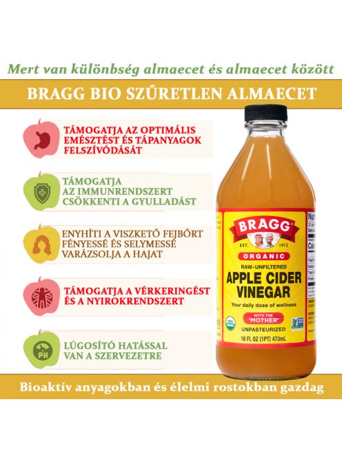 Bragg BIO szűretlen almaecet csomagajánlat 2x473ml